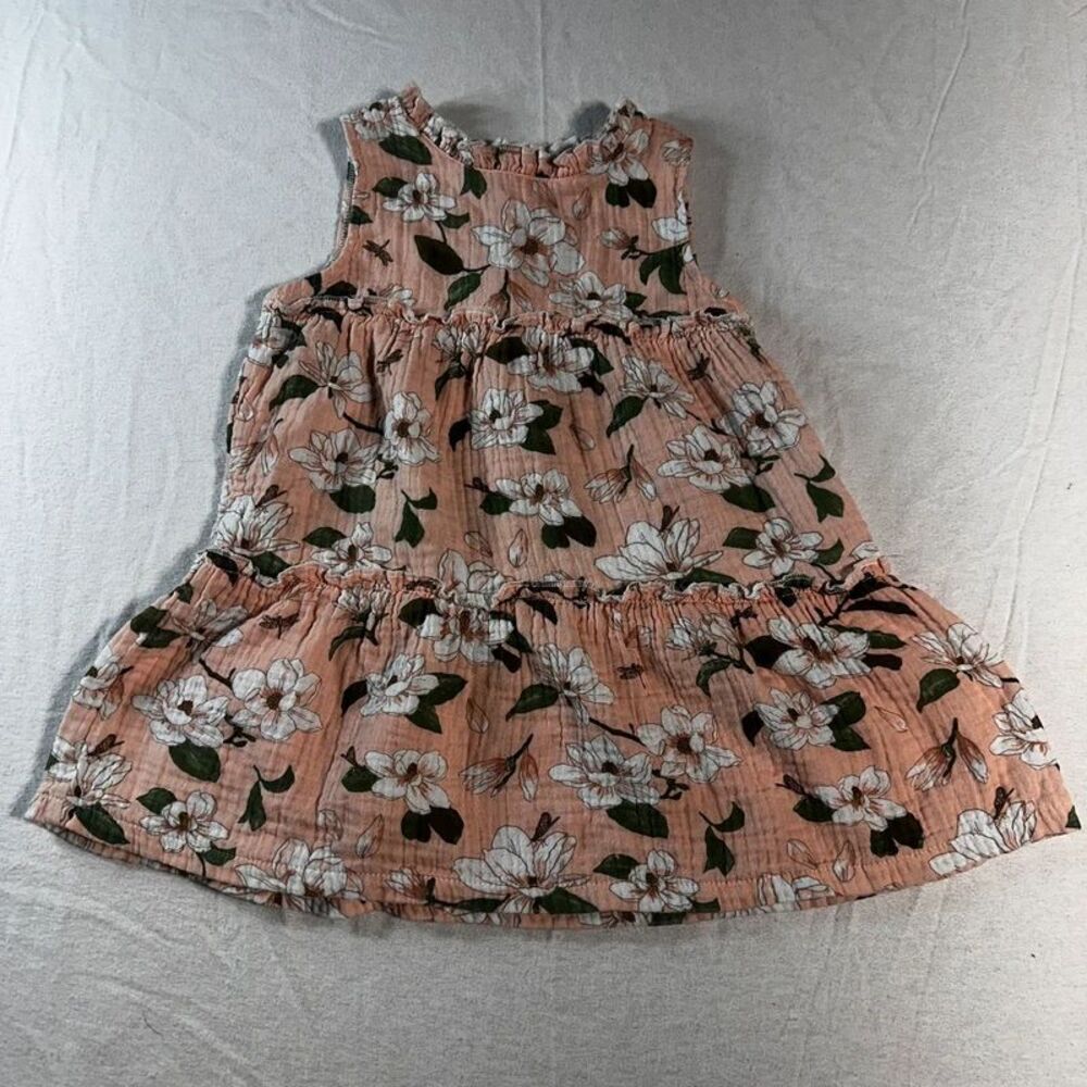 MUDD 3T Girls Floral Sleeveless Dress Peach Pink Ruffle Neck Tiered Boho Style
